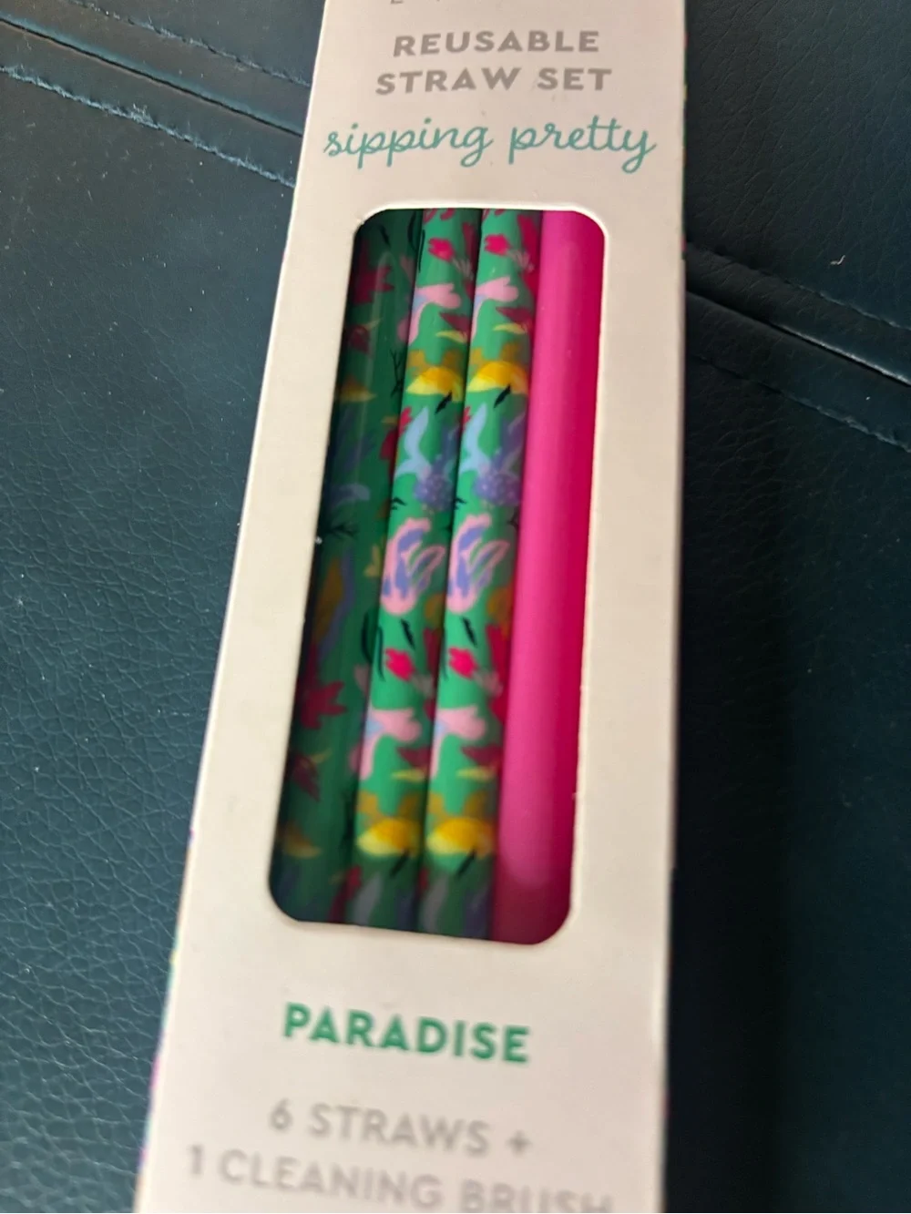 Swig Life Paradise Reusable Straw Set - Green & Pink